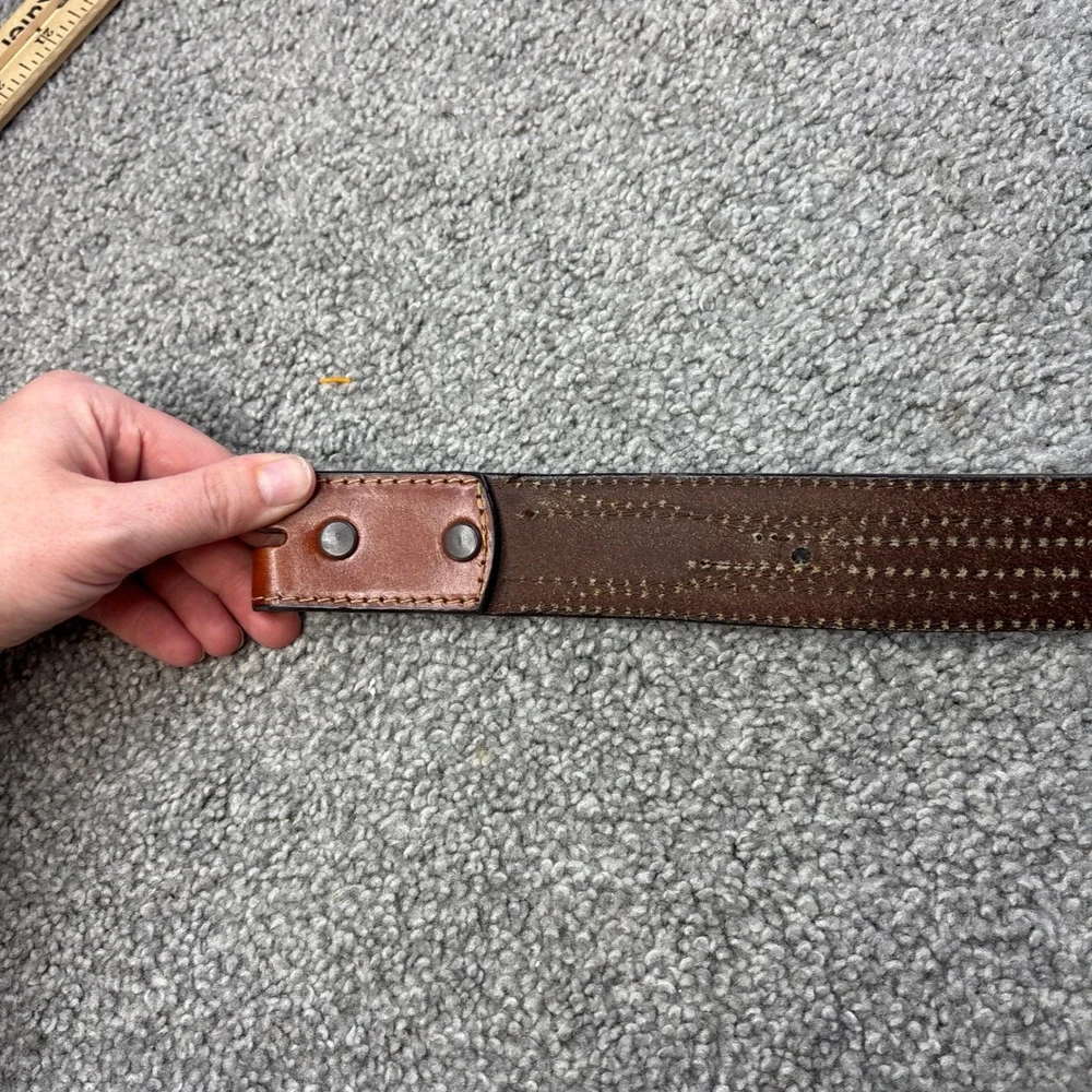 vtg Western Leather‎ Belt braided horsehair inlay cross Brown Conchos Studded 38